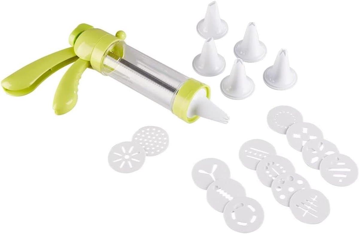 Koekjespers - Deegspuit Koekjesmaker - Zelf Koekjes Maken - Inclusief Recepten - 25 x 16 x 6 cm - Groen — afbeelding 1