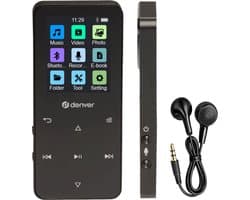 Denver MP3/MP4 Speler - Bluetooth - Shuffle/Repeat - SD kaart tot 128GB - Incl. oordopjes - Dictafoon - MP1830B - Zwart