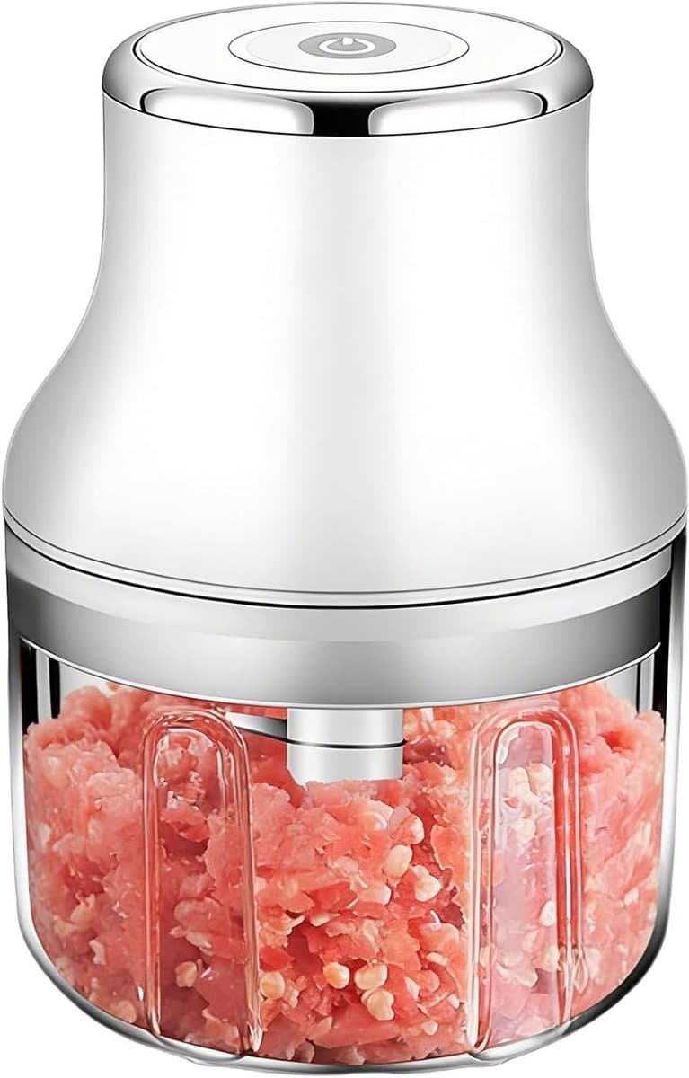 Mini Keukenmachine - Hakmachine Groente - Snel Ingrediënten Snijden - Draadloos Oplaadbaar - 250 ml - Wit — afbeelding 1