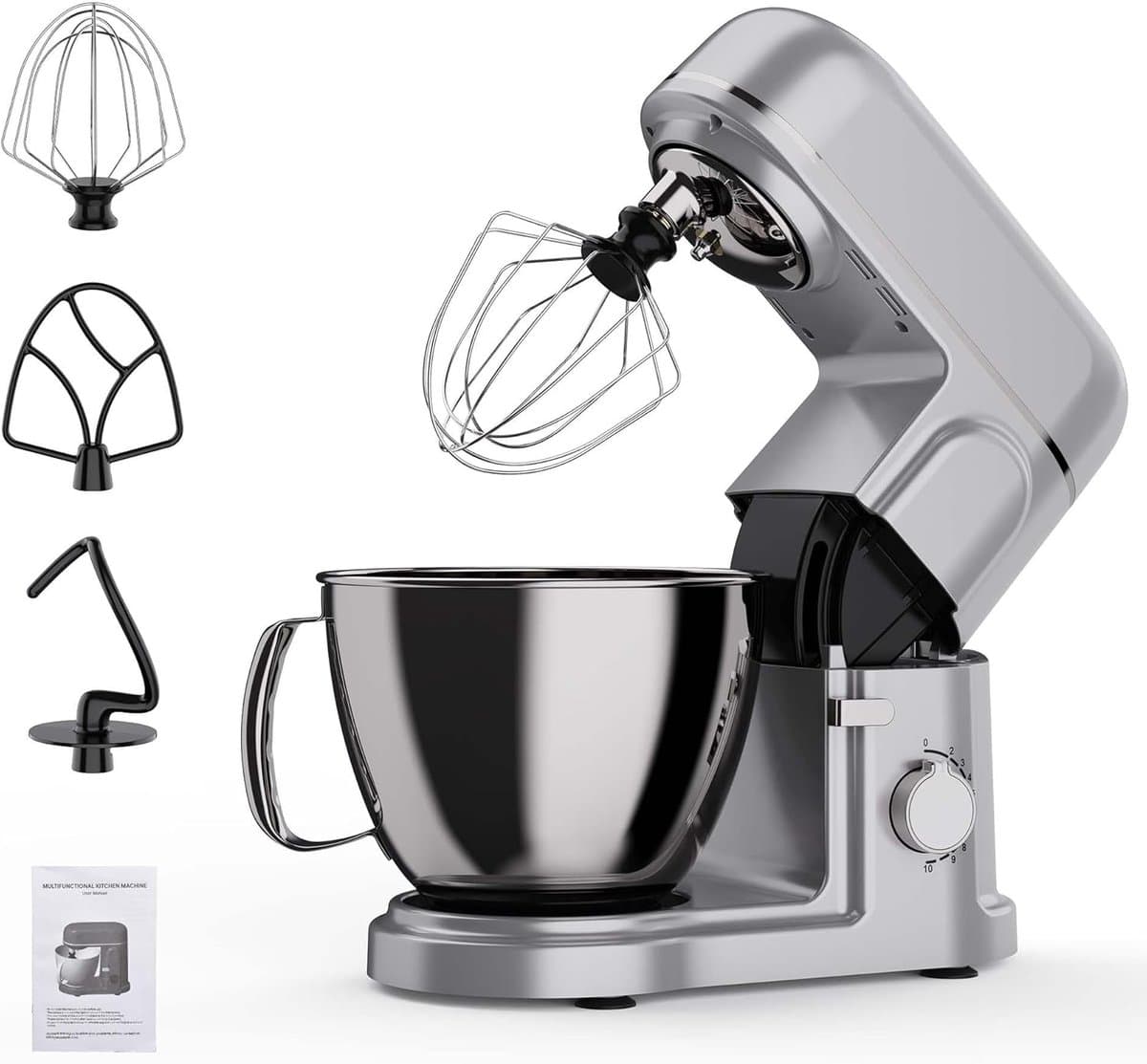 Keukenmachine - Mixer - Bakken en Koken - 10 Snelheden - 5 Liter - Zilver — afbeelding 1