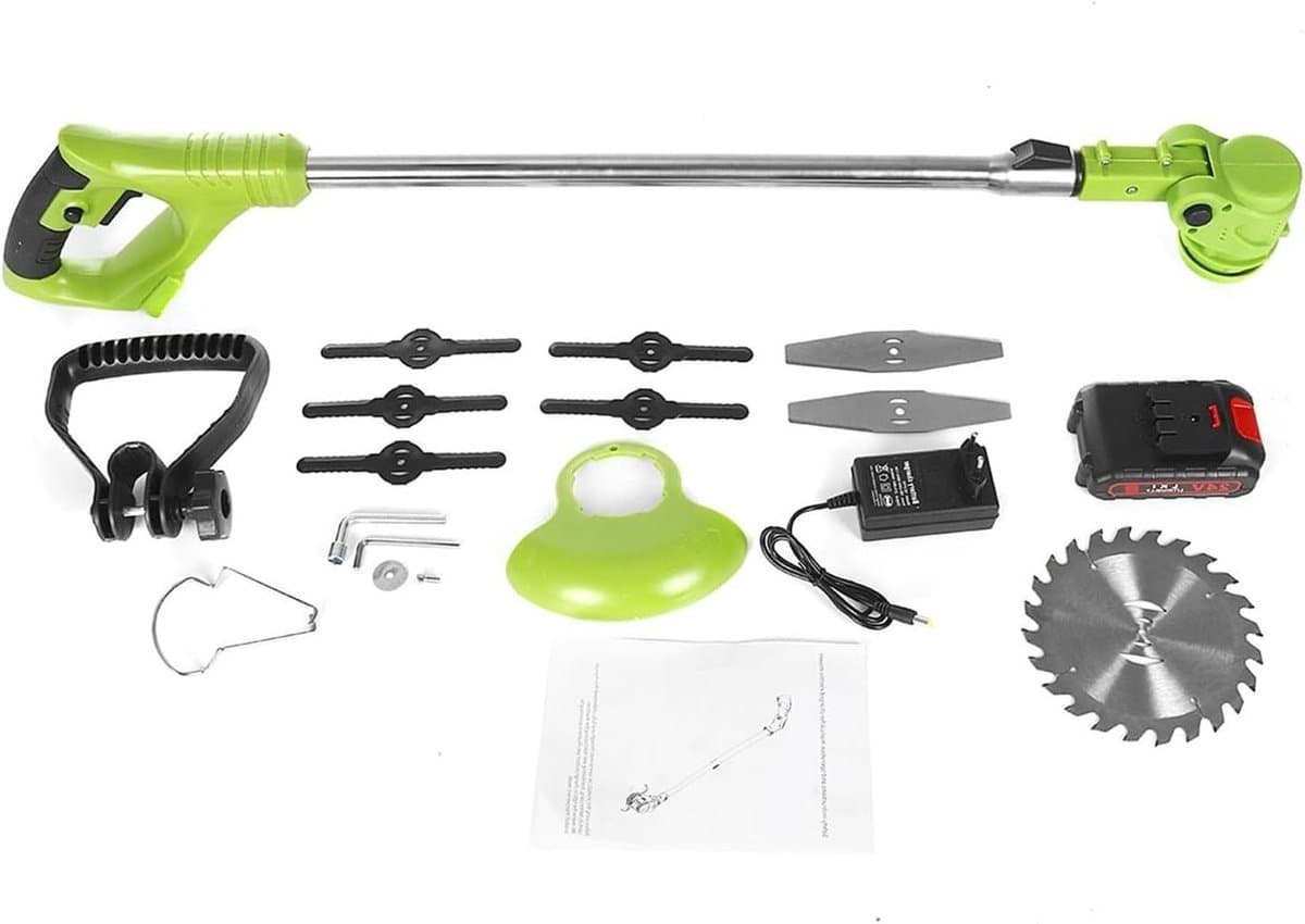 Elektrische Grasmaaier - Snoerloze Trimmer - Gazon Onderhoud - Verstelbare Kop - 14 cm Snijdiameter - Groen — afbeelding 1