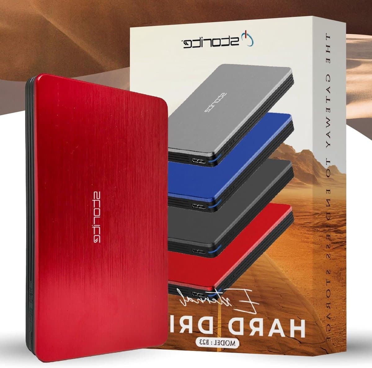 Externe harde schijf - Draagbare opslag - Back-up en data - Snelle USB 3.0 - 320 GB - Rood — afbeelding 1