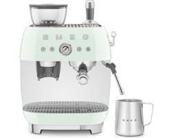 SMEG EGF03PGEU Espressomachine met Geïntegreerde Bonenmaler - Pistonmachine - Dubbel Thermoblock - 58 mm Filterdrager - Professionele Stoompijp - '50s Style - Watergroen