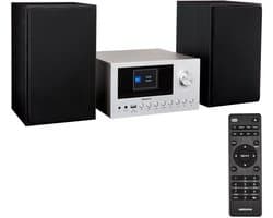 MEDION P85003 Micro audiosysteem (internetradio, DAB+, PLL FM-radio, Bluetooth, USB-aansluiting, AUX, 2x150 W) zilver