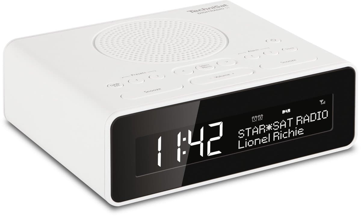 TechniSat DIGITRADIO 51 - DAB+ wekkerradio (DAB, FM, wekkerradio, wekker met twee instelbare wektijden, sluimerfunctie, slaaptimer, dimbaar display, hoofdtelefoonaansluiting) wit — afbeelding 1