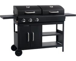 vidaXL Gas-/houtskoolbarbecue met 3 branders