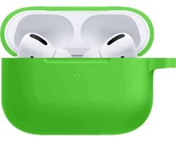 Hoesje - Geschikt voor Apple AirPods Pro 2 - Siliconen Hoes met Clip - Silicone Case Cover - Groen