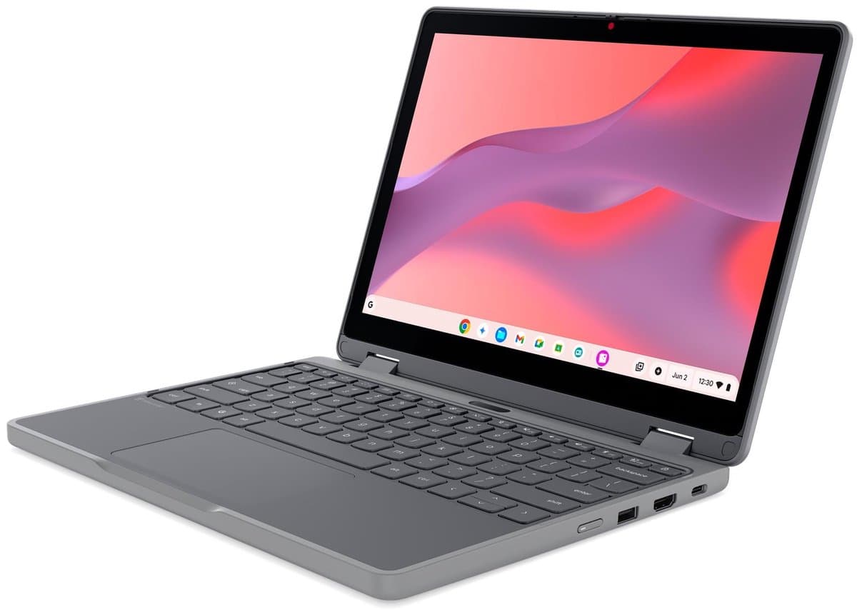 Lenovo Chrome 500e 2in1 G5 M89 MediaTek Kompanio 540 Chromebook 31 cm (12.2") Touchscreen WUXGA 8 GB LPDDR5x-SDRAM 64 GB UFS Wi-Fi 6E (802.11ax) ChromeOS Engels Grijs — afbeelding 1