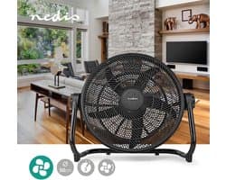 Vloerventilator - Grote Ventilator - Ruimtes Verkoelen - 5 Extra Grote Bladen - 50 cm Diameter - Zwart