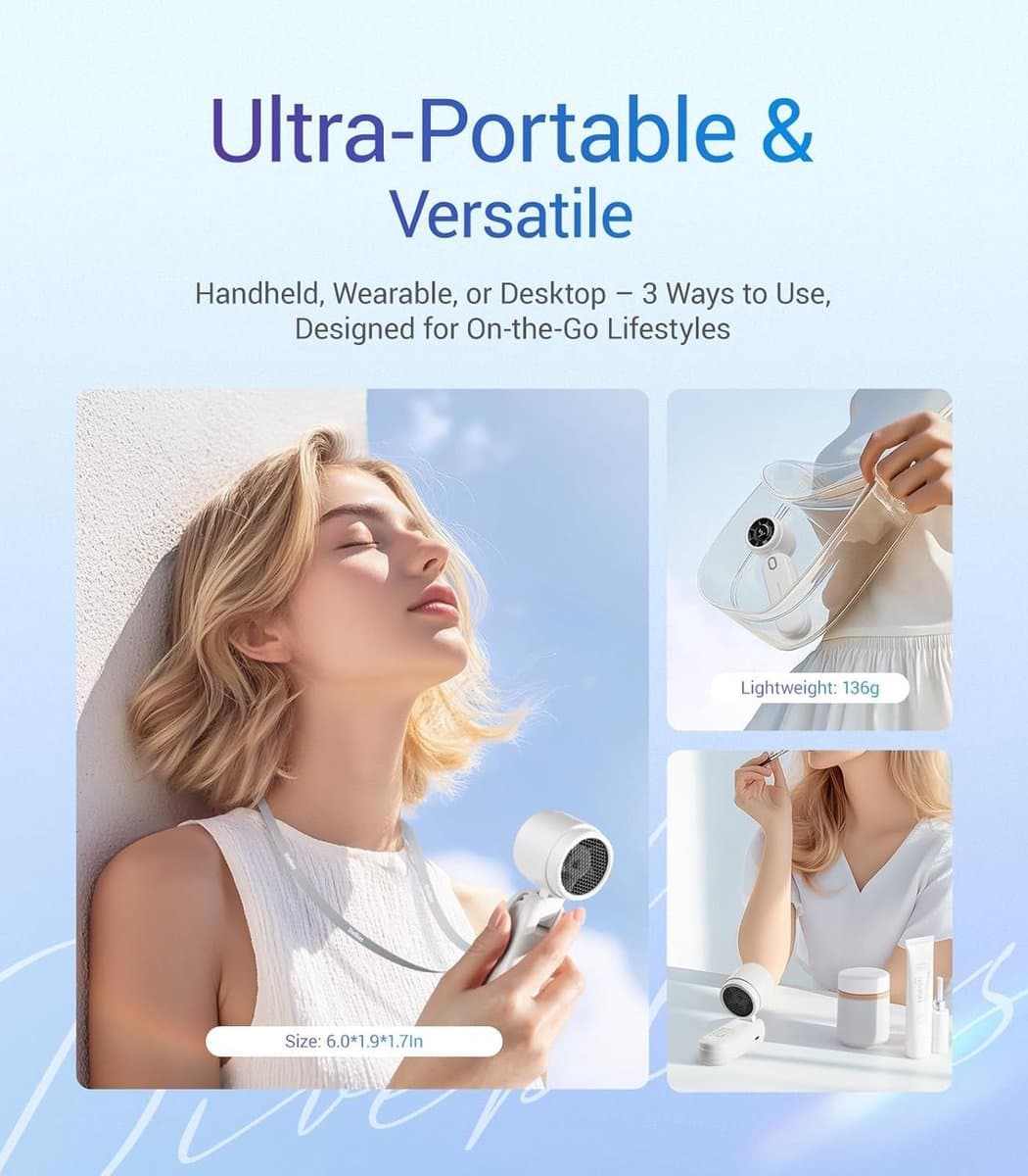Draagbare 3-IN-1 Handventilator met Turbo Koeling — afbeelding 1