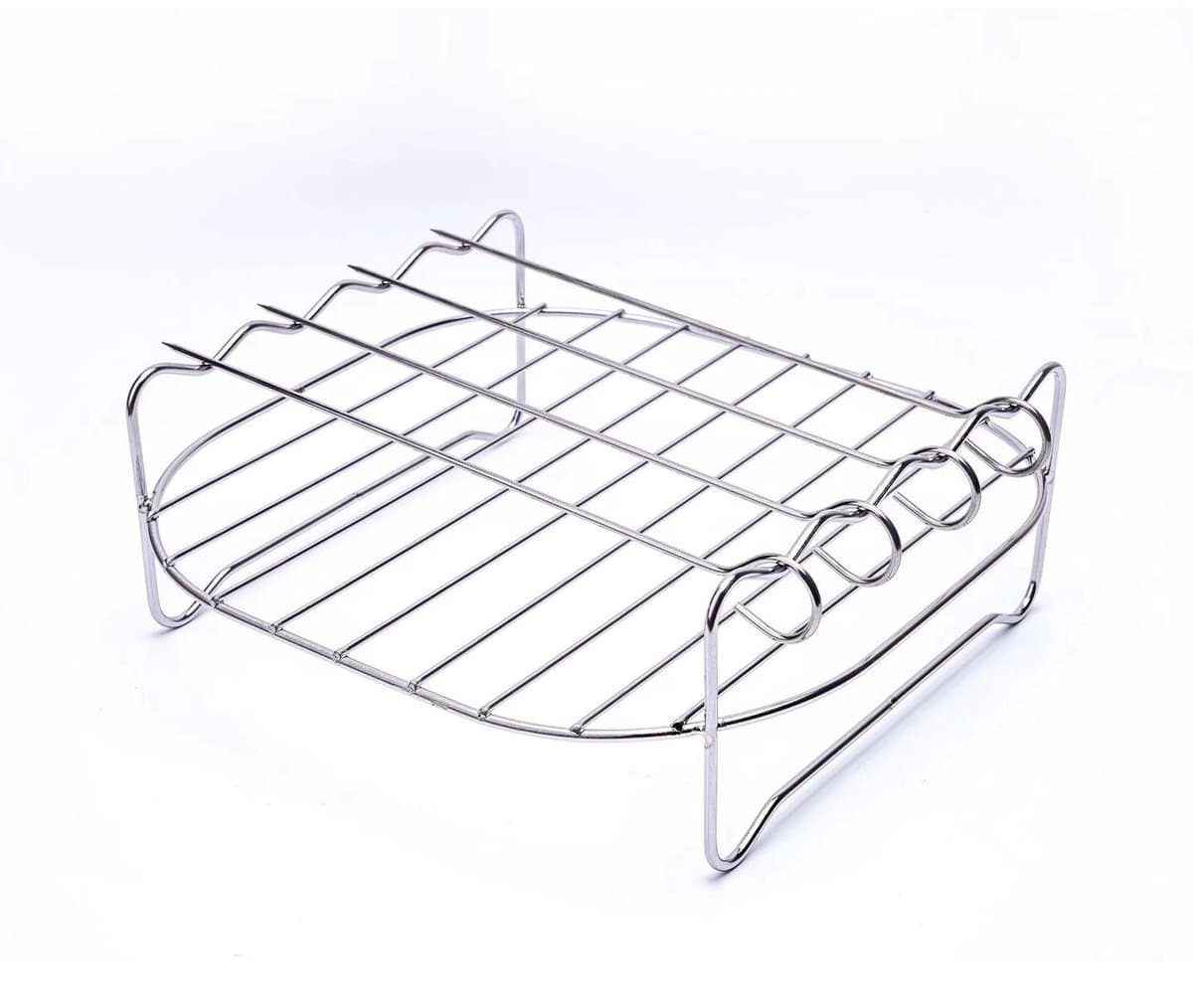 Airfryer grill roestvrijstalen stoomrek huishoudelijke elektrische frituurpan accessoires grill 4-pins dubbellaags airfryer rek — afbeelding 1