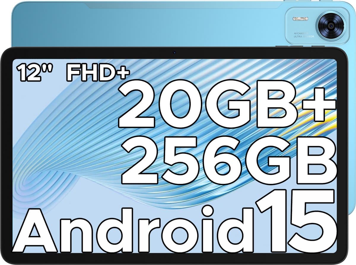 DOOGEE T36 -Android 15 -tablet -32 GB RAM + 256 GB ROM-8800 mAh -4G LTE- Octa Core-12 inch 90 Hz-BT 5.0 -13 MP camera - FaceID - dubbele speakers-Blauw — afbeelding 1