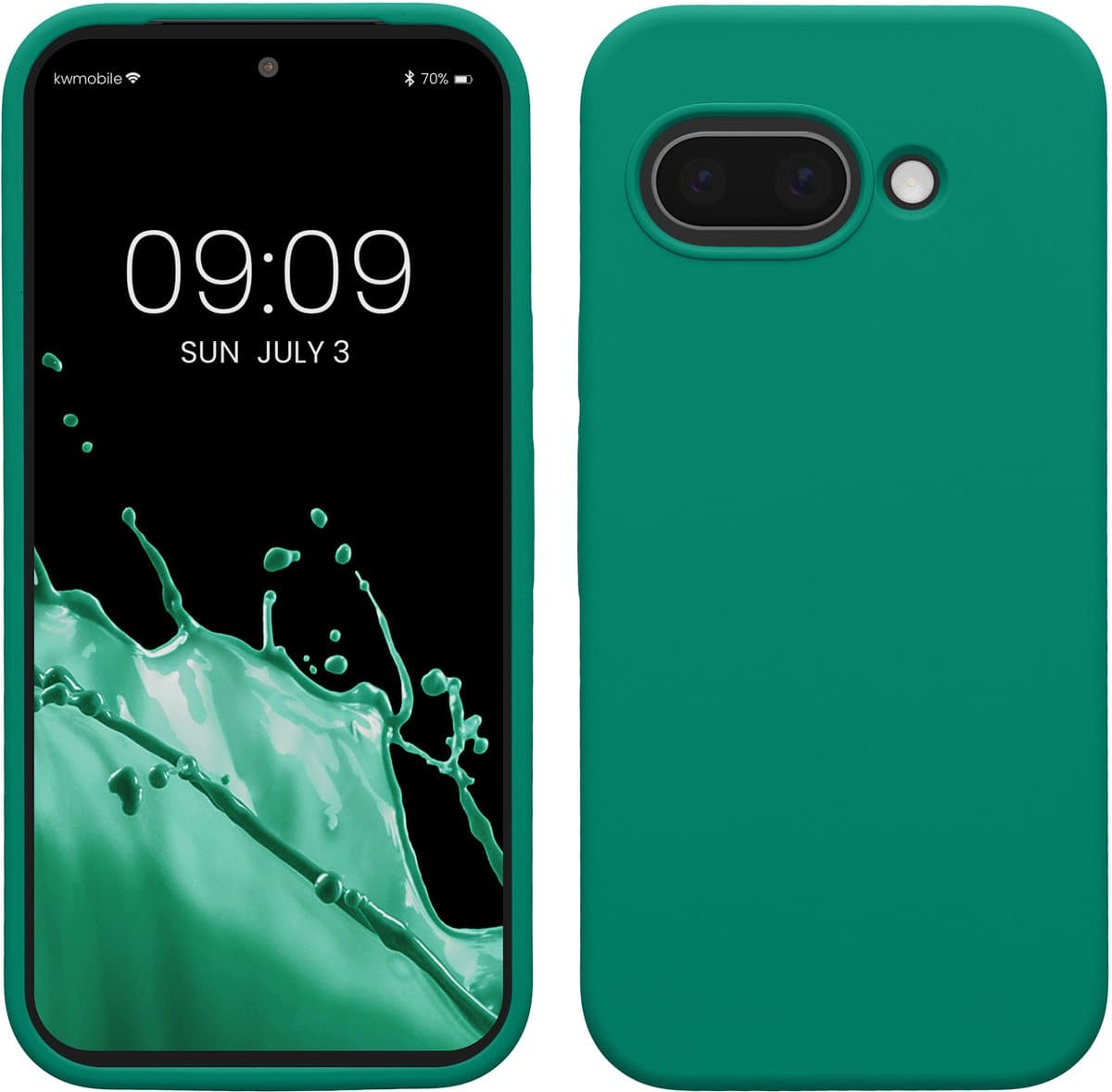 kwmobile telefoonhoesje geschikt voor Google Pixel 9a - Hoesje met siliconen coating - Smartphone case in smaragdgroen — afbeelding 1