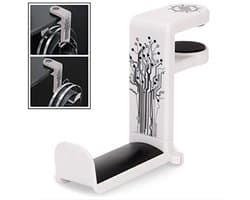 Hoofdtelefoon Hanger met Verstelbare Draaibare Arm - Onder Bureau Klem, Universele Pasvorm en Kabel Organiser - Wit