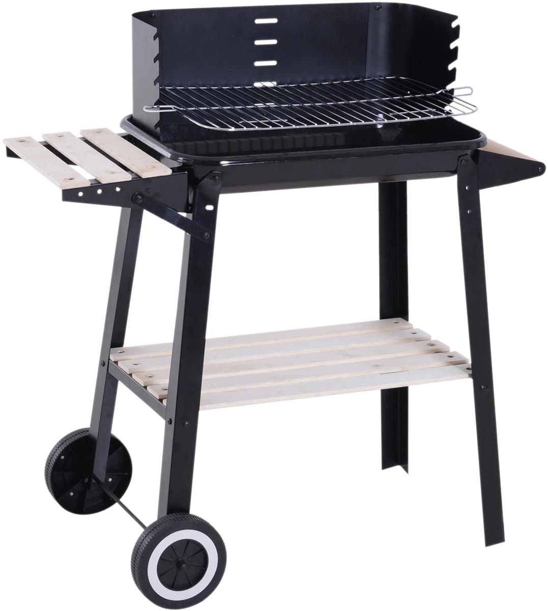 Rumi barbecue - Houtskoolbarbecue - Houtskoolbbq - cilindervorm - Outsunny Barbecue - Houtskool Hoogte Grills - Verstelbare Planken Wielen barbecue- afmeting barbecue 83X37X87 Cm — afbeelding 1