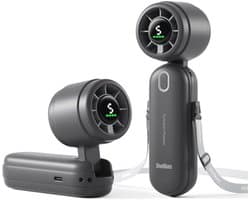 Draagbare Handventilator met LED-display, 2000 mAh Accu, 5 Windsterktes voor Reizen en Outdoor Activiteiten