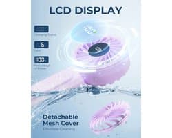 Draagbare Ventilator met USB Oplaadfunctie en 6 Windsnelheden - Compact en Opvouwbaar