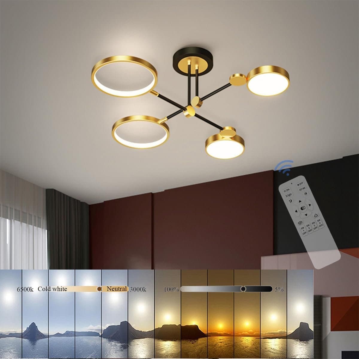 Moderne Dimmerbare LED Plafondlamp met Afstandsbediening - Geschikt voor Woonkamer en Slaapkamer — afbeelding 1