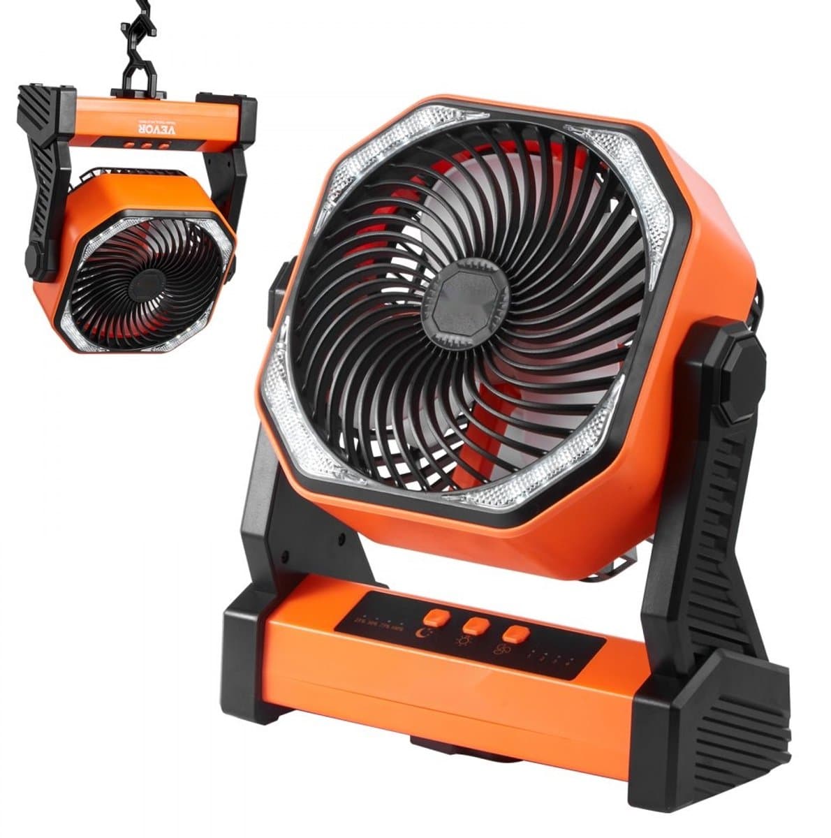 Draagbare ventilator - Staande en tafelventilator op accu - Batterij 20000 mAh - 4 Snelheden - 219 x 98 x 258 mm - Voor buiten, kamperen en reizen — afbeelding 1