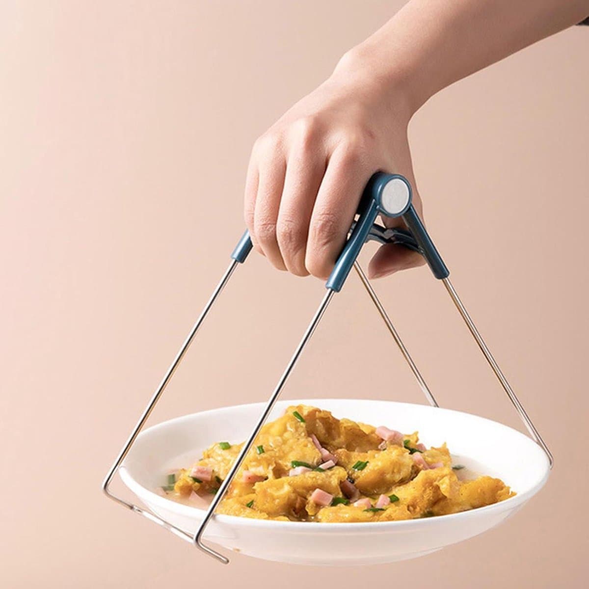 Cosensi - Tang voor hete platen en schotels in roestvrijstaal - Keukentool voor koken met airfryer - Gripper voor pannen. — afbeelding 1
