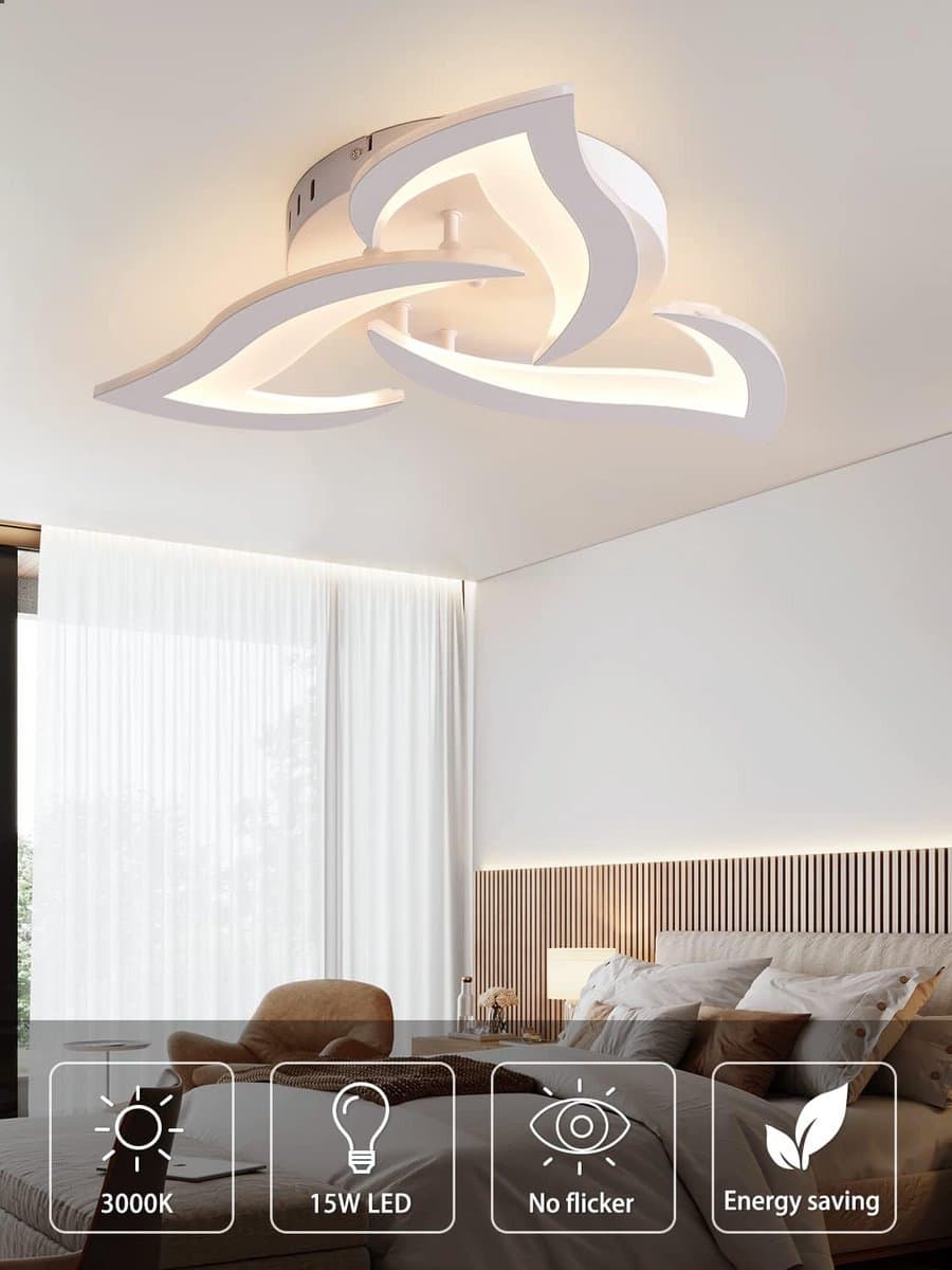 Dimbare Moderne Plafondlamp voor Woonkamer en Slaapkamer - Met Geheugensfunctie, 15 W, Φ56 cm, 3000-6000 K, Bloemblad Design — afbeelding 1