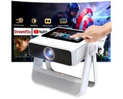 Beamer Smart - 1100 ANSI Lumen - Native Full HD 1080P Resolutie - Android Systeem - WiFi 6 Bluetooth - Draagbaar - Thuisbioscoop Projector