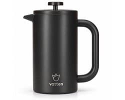 Vatten® Premium RVS French Press - Zwart - 1 Liter - Dubbelwandige Koffiemaker - Cafetière
