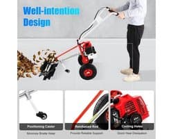 Benzine Veegmachine - Motorbezem - Opritten Reinigen - 60 cm Werkbreedte - 43 CC - Rood