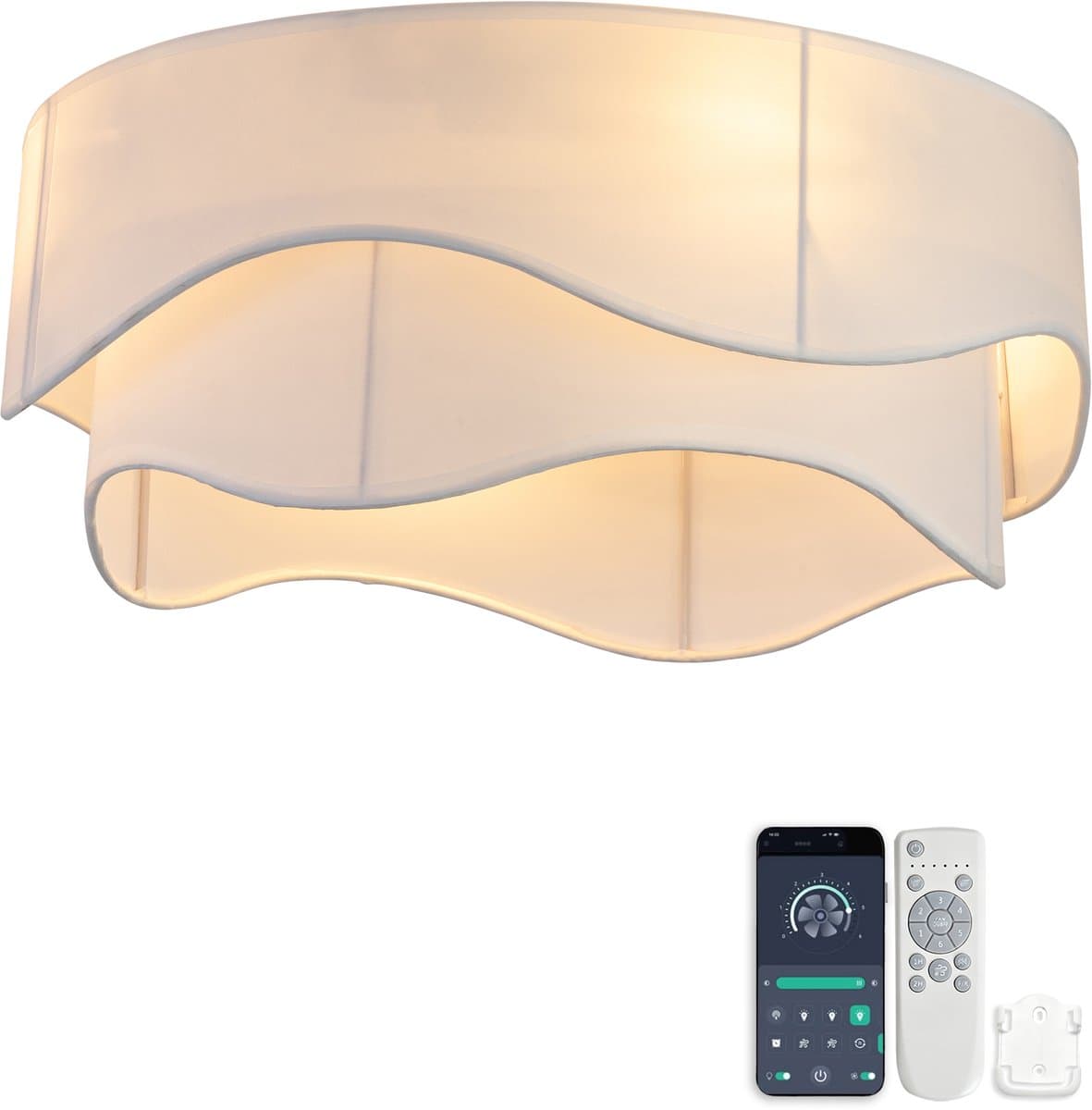 Moderne 19-inch plafondventilator - ABS-bladen - App- en afstandsbediening - Zes snelheden - Omkeerbare ventilatorstanden - Geschikt voor slaapkamer en babykamer — afbeelding 1