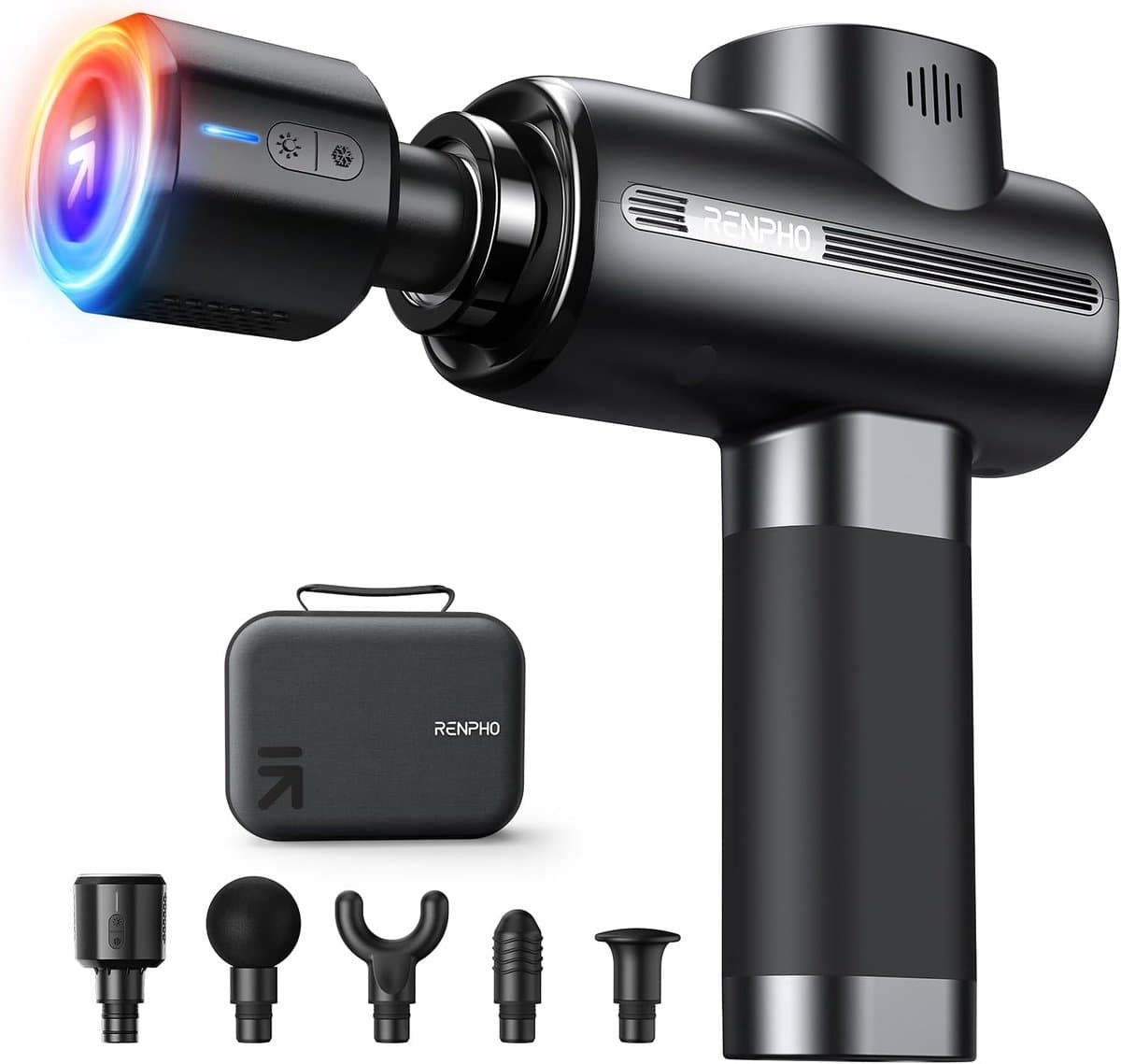Massage Gun - Spierherstel Apparaat - Spierontspanning Na Sport - Met Warmte Koudekop - 0.7kg Lichtgewicht - Zwart — afbeelding 1