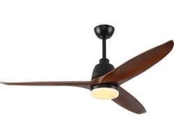 COVREO Plafondventilator met verlichting 142 cm zwart hout, 6 snelheden