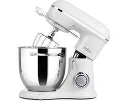 SnelShoppen - Fab-serie 6L Keukenmachine - Krachtige Roermachine 1300 W - 10 Snelheden - Inclusief Kneedhaak, Garde en Roerhaak - Vorstwit - Ideaal vo