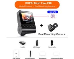Dashcam voor Auto - Dash Cam - Dual Car Camera - 1944P HD - WiFi - Voor & Achter - 24H Parkeerbeveiliging - D²save Opslag - Zonder Geheugenkaart