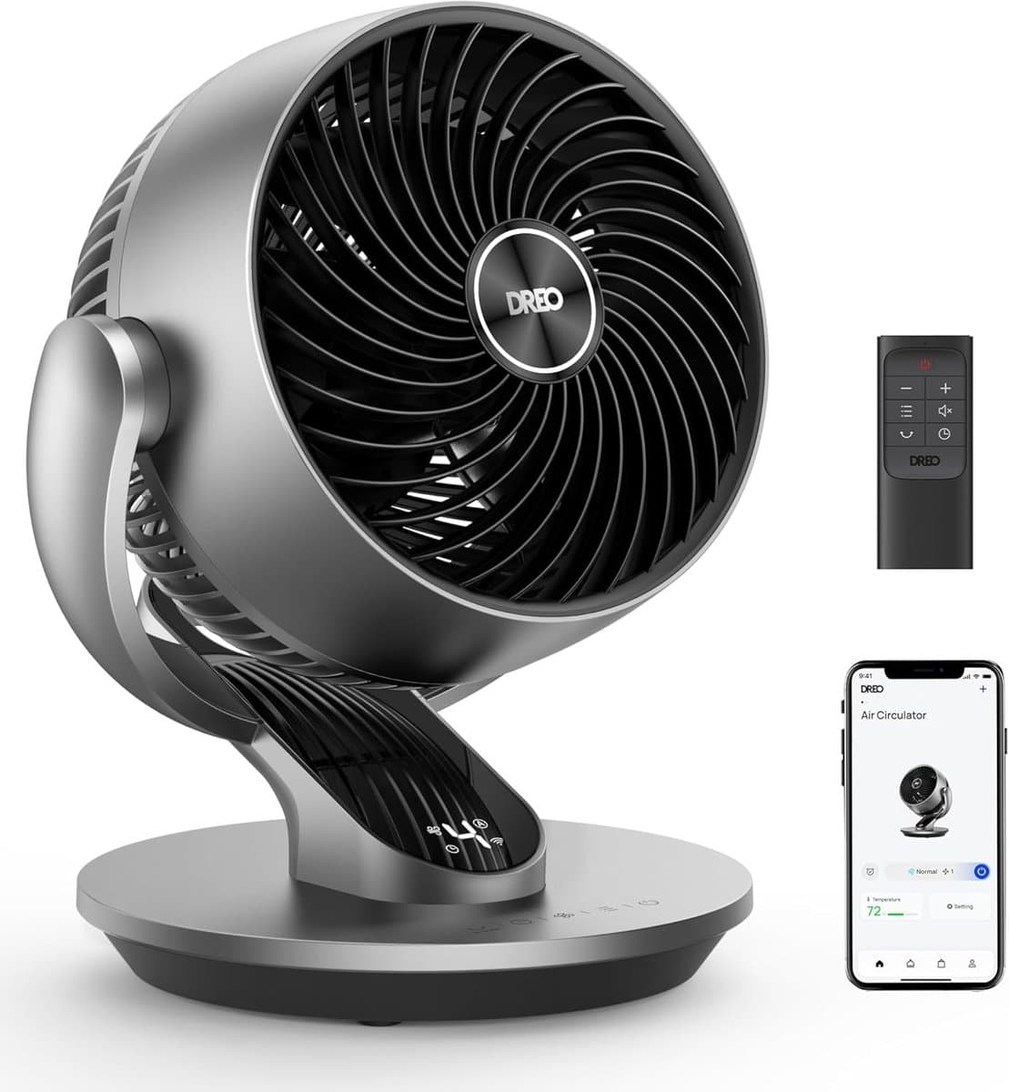 Tafelventilator Stil 28,5 dB – Luchtcirculator met Afstandsbediening – 4 Snelheden – 120° + 90° Oscillatie — afbeelding 1