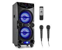 Karaoke set met 2 Microfoons en LED Effect Licht - Fenton LIVE2104 - Bluetooth Speaker - 400 Watt
