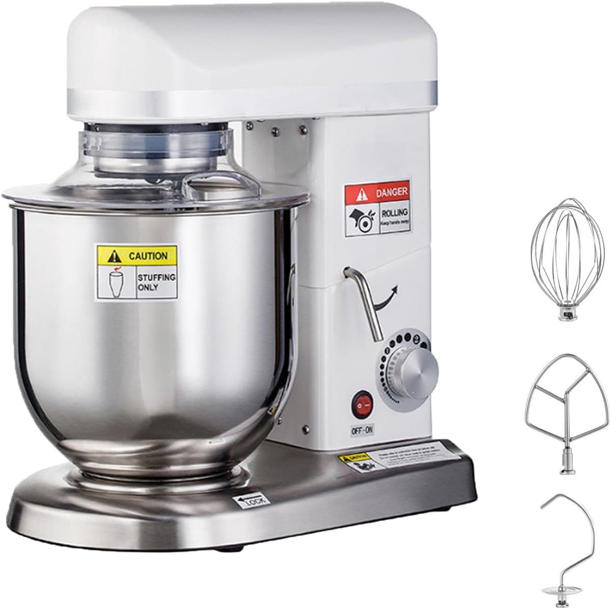 Keukenrobot - Keukenmixer - Bakken en Koken - 3-in-1 Multifunctioneel - 7 Liter Kom - Wit — afbeelding 1