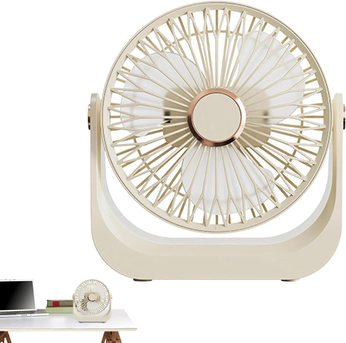 Tafelventilator voor slaapkamer, stille ventilator voor slaapkamer, met helling van 90 graden, draagbare circulator, 3 snelheden, 90 graden kantelbare kop en efficiënte luchtstroom — afbeelding 1
