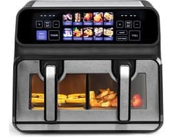 Dubbele Heteluchtfriteuse - XXL Airfryer - Gezond Koken - Twee Manden - 10 Liter - Zwart