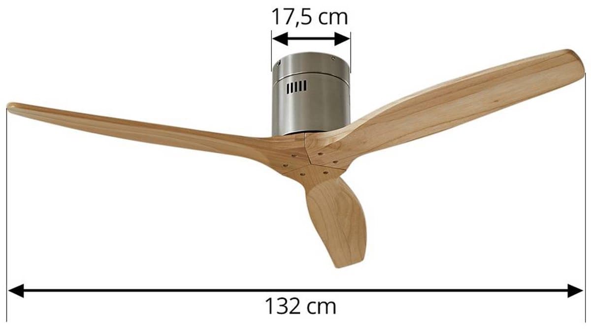 Lucande - Plafondventilatoren zonder verlichting - Hout, ijzer - H: 23 cm - licht hout, nikkel — afbeelding 1