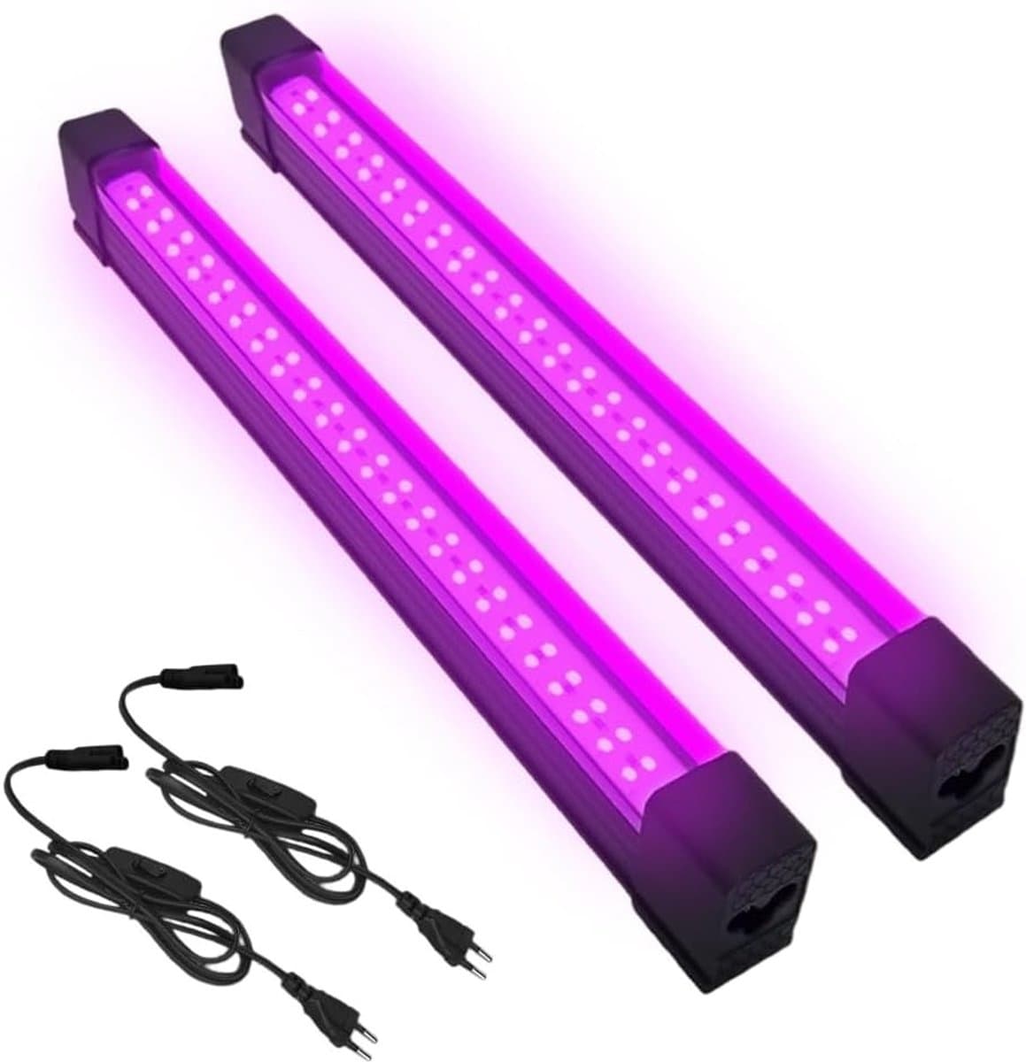 2 Stuks UV Lampen 10W met 50 LEDs - Oplaadbare Blacklight Lamp Bar 395nm met Schakelaar en Stekker — afbeelding 1