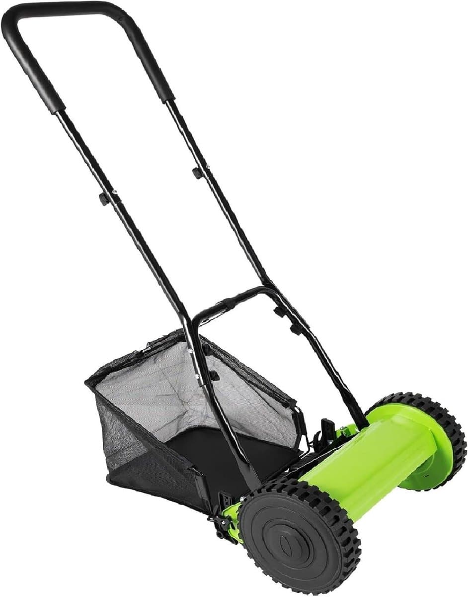 Handmatige grasmaaier - Duw grasmaaier - Gazononderhoud - 5-bladig maaisysteem - 30 cm snijbreedte - Groen Zwart — afbeelding 1
