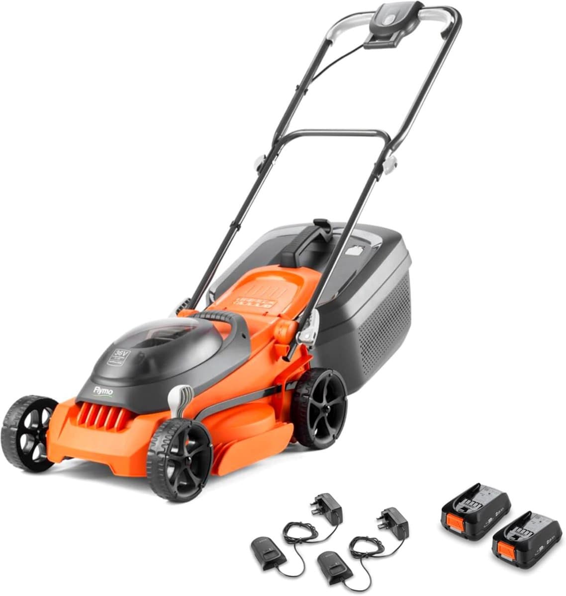 Accu Grasmaaier - Draadloze Grasmaaier - Gazon Onderhoud - Snijden tot aan de rand - 34cm Snijbreedte - Oranje Grijs — afbeelding 1