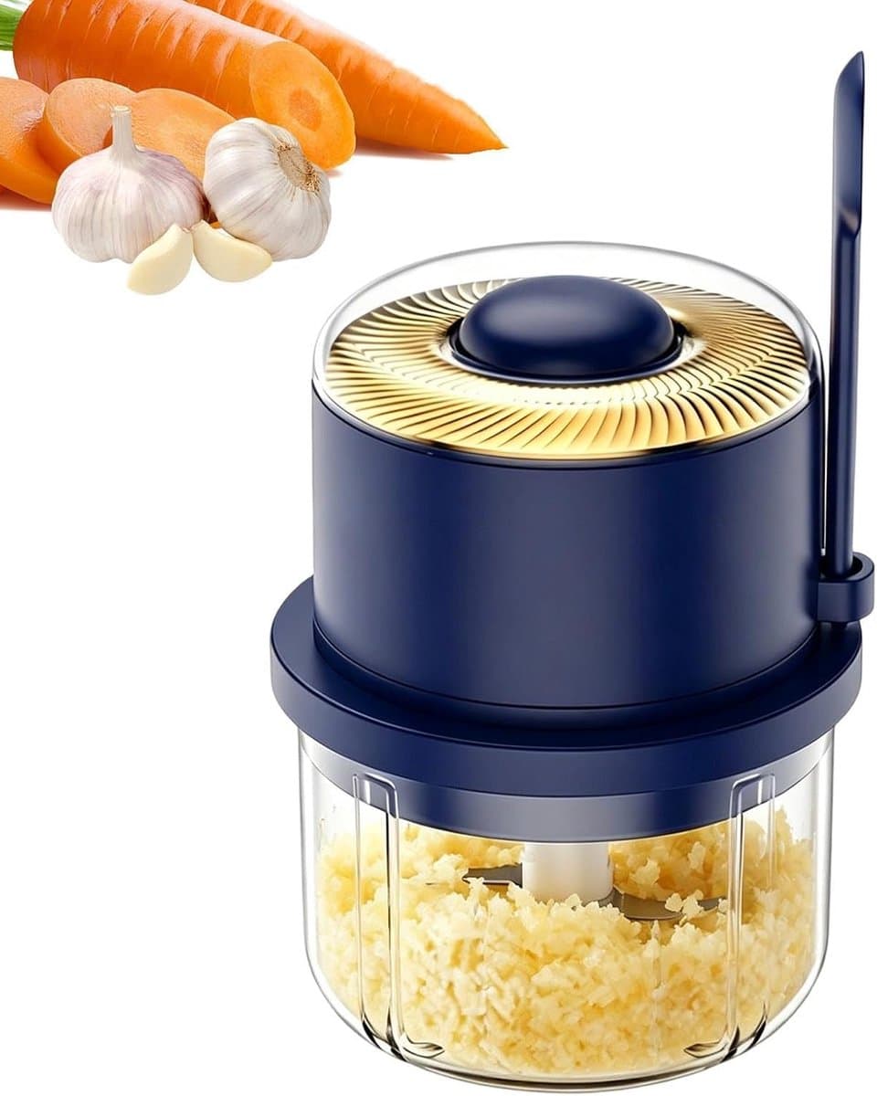 Mini Keukenmachine - Keuken Gadget - Ingrediënten Hakken - Draadloos Werken - 350 ml Inhoud - Blauw — afbeelding 1