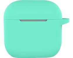 Hoesje - Geschikt voor Apple AirPods 4 - met Clip - Siliconen Hoes - Silicone Case Cover - Turquoise