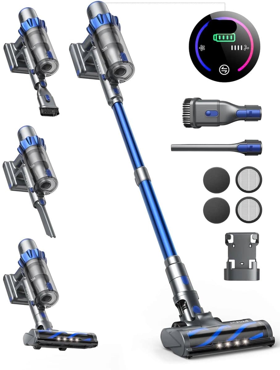 Steelstofzuiger - Vacuum Cleaner - Draadloze Stofzuiger- Kruimeldief Snoerloos - 500W - 48KPA Zuigkracht - Handstofzuiger - Tot 55 Min Oplaadtijd - Anti-Winding Borstel en 1.5L Groot Stofreservoir - voor Tapijt, Vloer & Auto — afbeelding 1