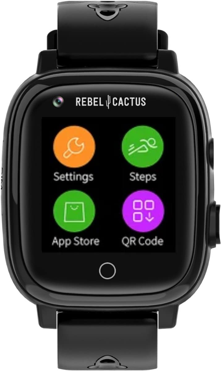 Kindersmartwatch GO (Zwart) - GPS tracker - Whatsapp - Taal: NL/EN/DE/FR/ES/SE etc — afbeelding 1