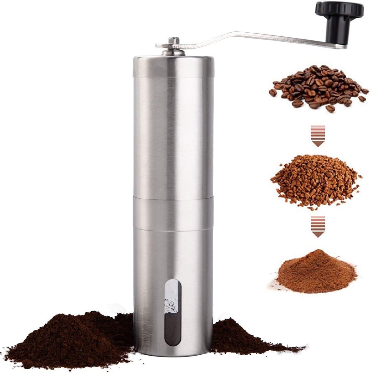 Handmatige Koffiebonenmolen - RVS Handmolen - Keramische Maalstenen - Geschikt voor Aeropress, Drip Koffie, Espresso, French Press, Turkse Koffie - Luxe Kwaliteit - Hervulbaar — afbeelding 1