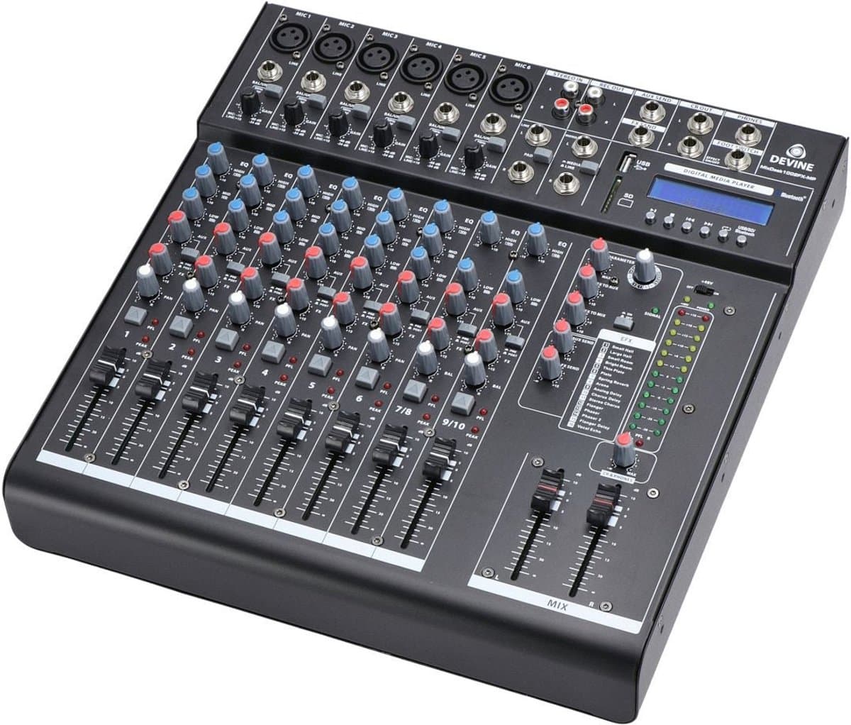 10-Kanaals Mixer - Met FX en mediaspeler - Devine MixDesk 1002FX-MP - Multikleur — afbeelding 1