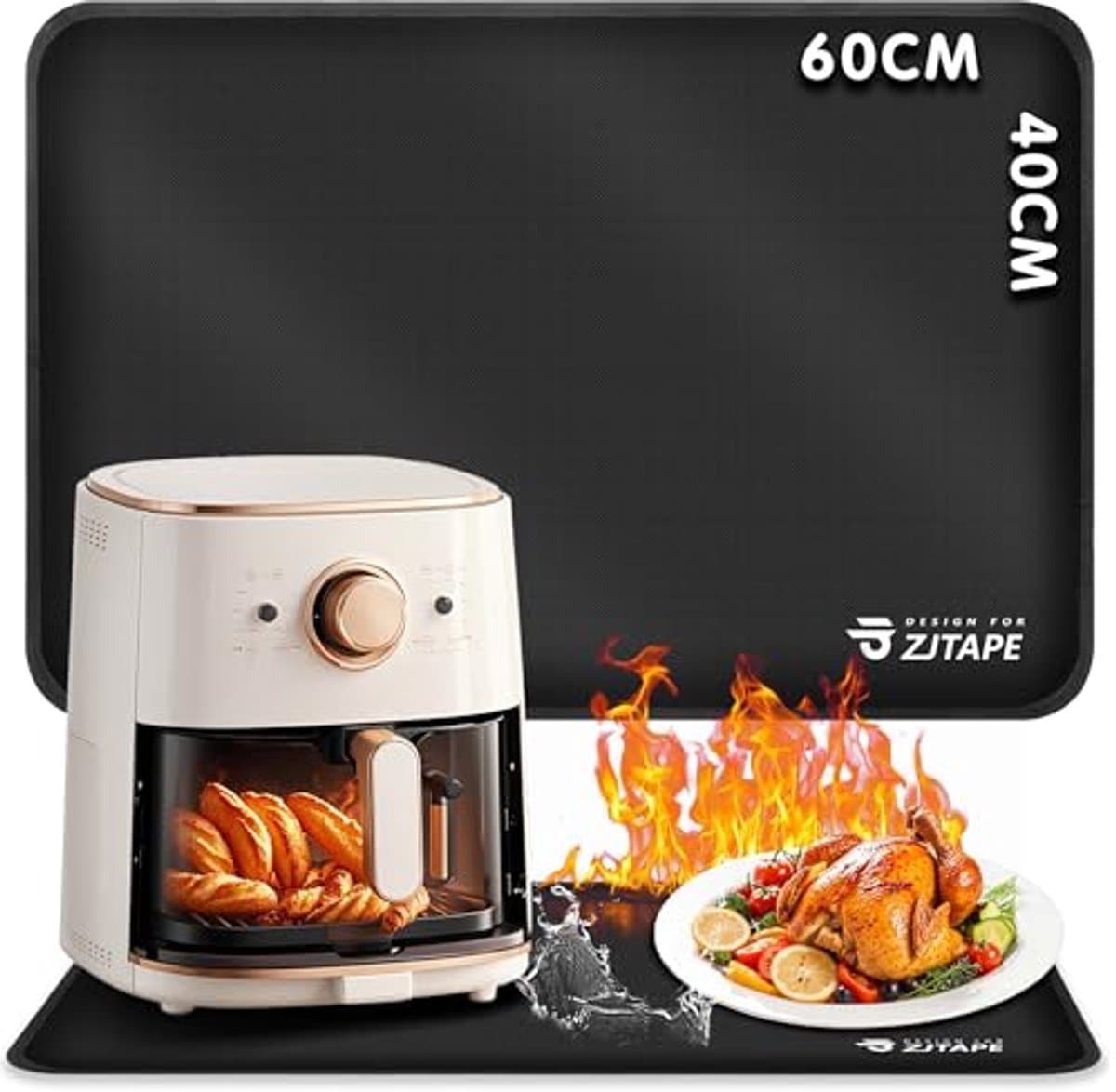 Hittebestendige Mat voor Airfryer en Magnetron - 60x40cm Siliconen Werkbladbeschermer — afbeelding 1