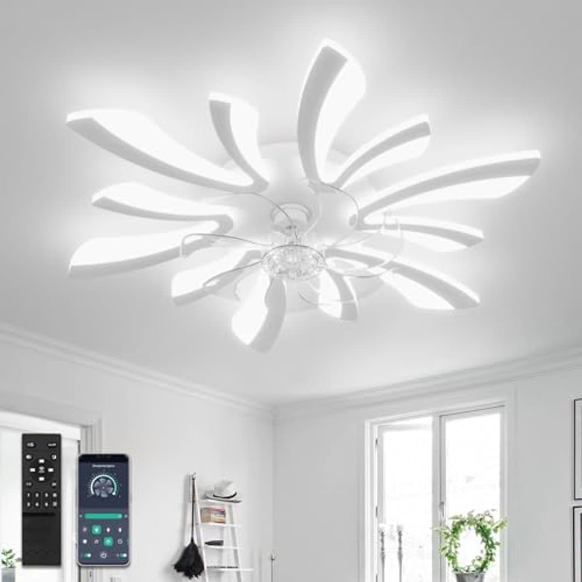 Moderne plafondventilator met verlichting - Dimbaar en geruisloos, 78 cm, afstandsbediening, 6 snelheden, voor slaapkamer en woonkamer — afbeelding 1
